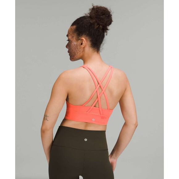 LULULEMON Energy High-Neck Longline Bra Medium Support Raspberry Cream Sz 8 - Picture 1 of 7